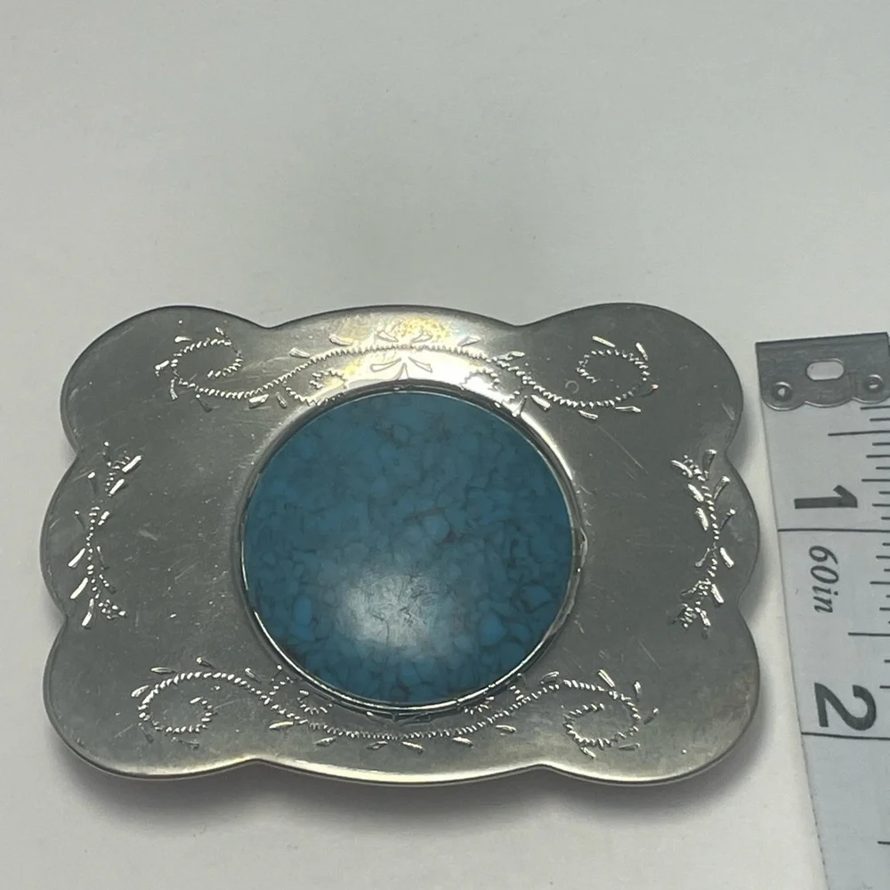 Vintage Southwestern Belt Buckle with Faux Turquoise Center